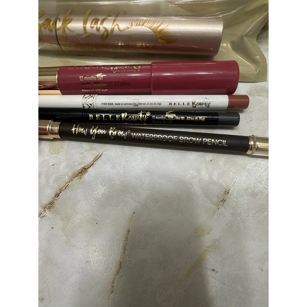 6 Belle Beauty Products! Bronzer Highlighter Mascara Lips Eyeliner Makeup Bundle